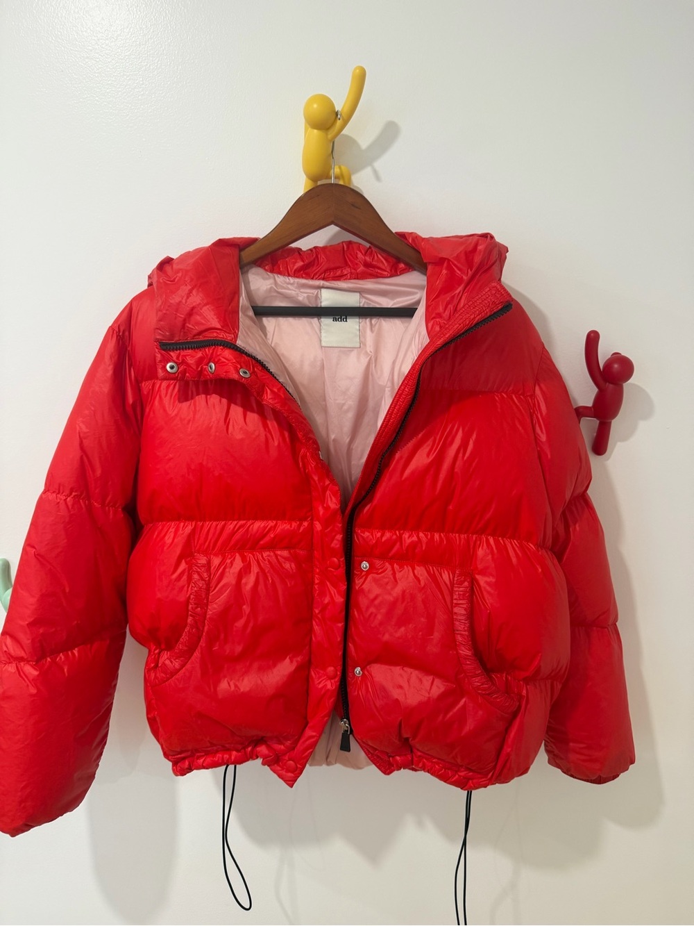 Kids Bright Red Hooded Puffer Jacket